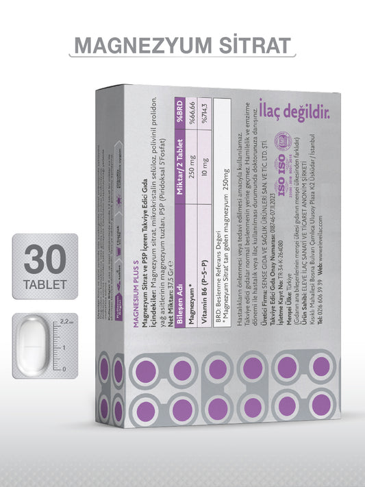MAGNESIUM PLUS S (Mg. SİTRAT) & P5P 30 TABLET