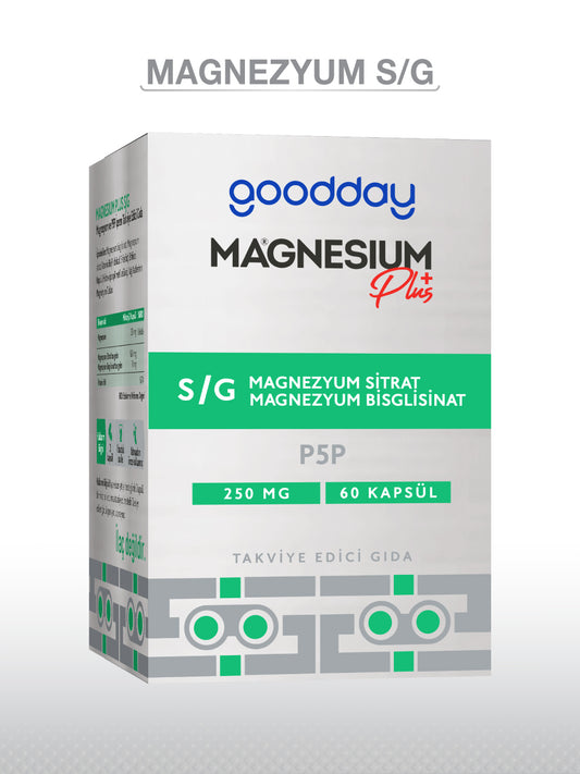 MAGNESIUM PLUS S/G (BİSGLİSİNAT SİTRAT & P5P)60 KAPSÜL