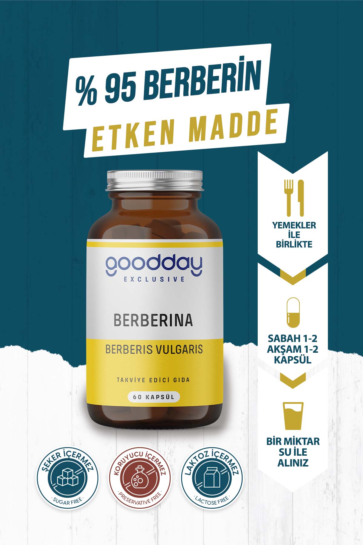 GOODDAY BERBERİNA KAPSÜL 60 KAPSÜL TAKVİYE EDİCİ GIDA