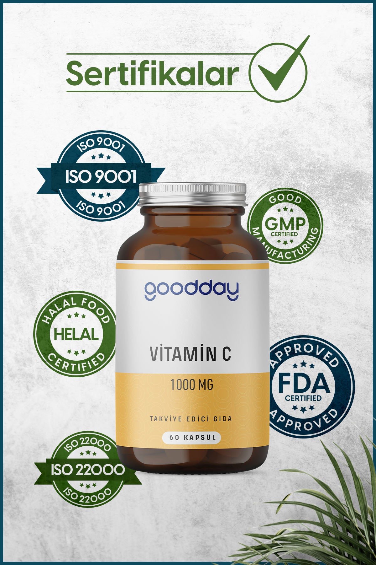 GOODDAY VİTAMİN C 1000 MG 60 KAPSÜL BİTKİSEL BESİN DESTEĞİ