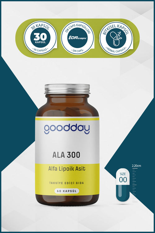 GOODDAY ALFA LİPOİK ASİT (ALA300)  60 KAPSUL TAKVİYE EDİCİ GIDA