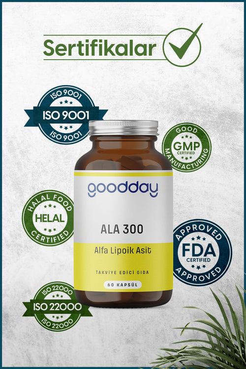 GOODDAY ALFA LİPOİK ASİT (ALA300)  60 KAPSUL TAKVİYE EDİCİ GIDA