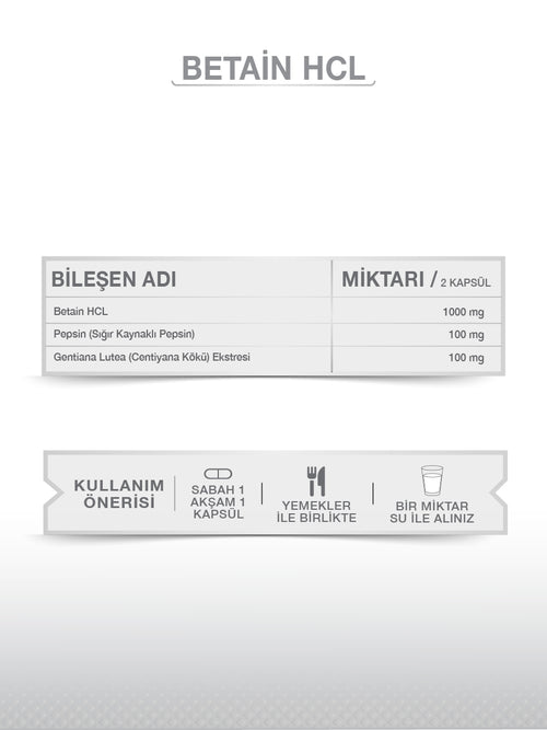 BETAİN HCL+ PEPSİN 60 KAPSÜL