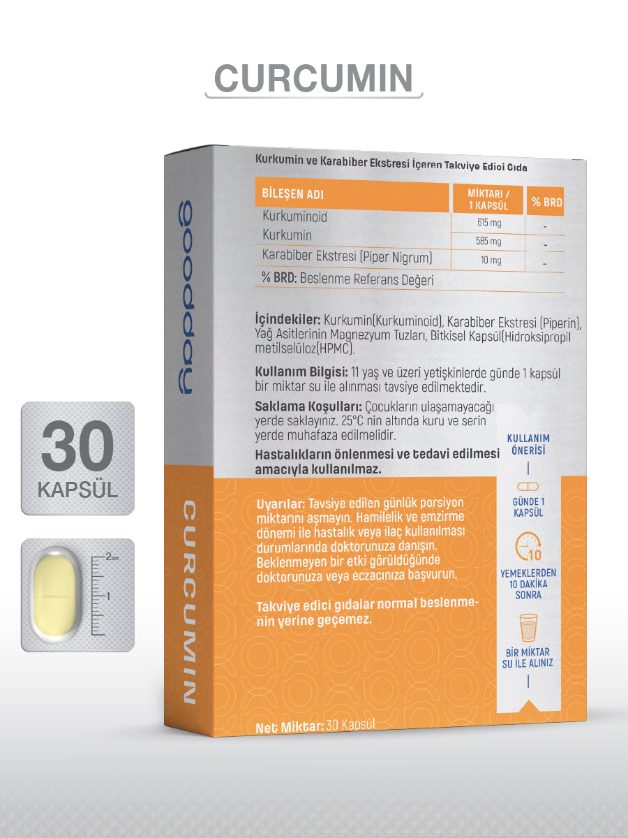 Curcuminol Curcumin 30 Kapsül | Antioksidan ve Eklem Sağlığı Desteği – Fonksiyonel
