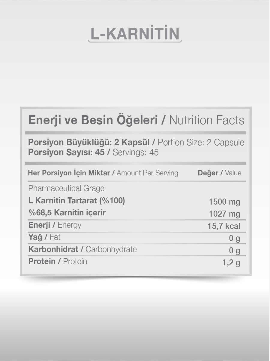 PAZU  L-KARNİTİN 1500 mg 90 KAPSÜL
