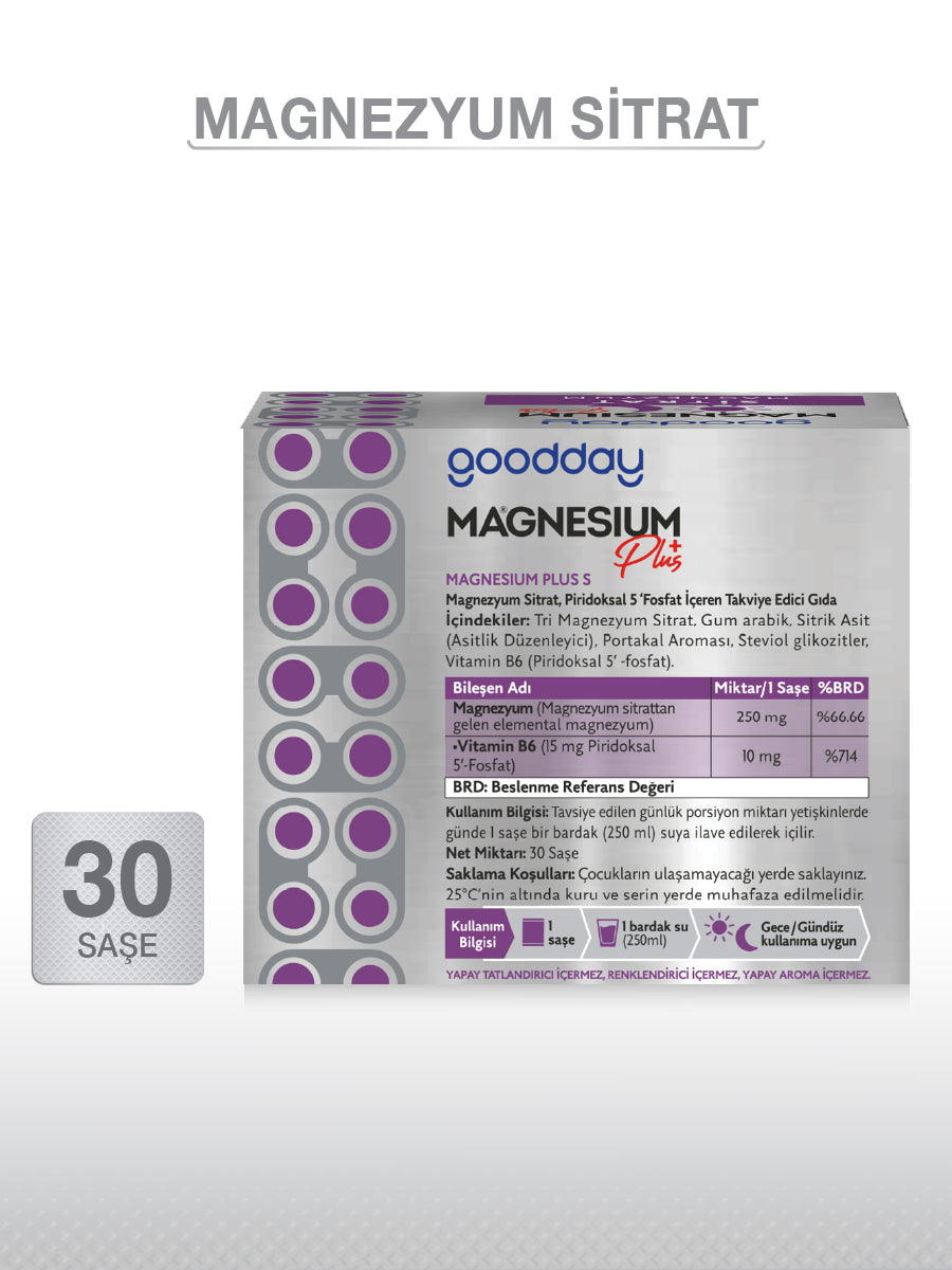 MAGNESIUM PLUS S (Mg. CITRAT) & P5P 30 Beutel