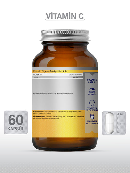 Vitamin C Takviye Edici Gıda 1000 mg 60 Kapsül