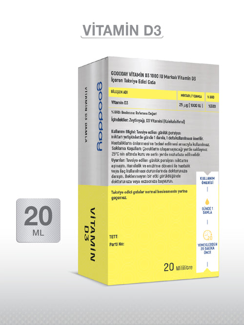 VİTAMİN D3 DAMLA 20 ML 1000 IU